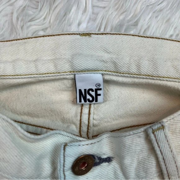 NWOT NSF Slouchy Straight Distressed Jeans Chalk Off-White Designer Casual 28 - Picture 8 of 11